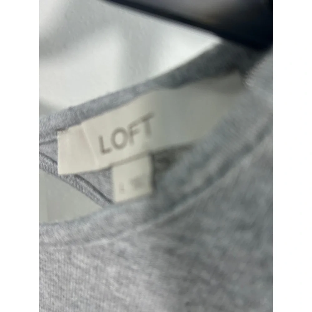 LOFT Womens Heather Gray Long Sleeve Cutout Back‎ Knit Top Size L Puff Shoulder